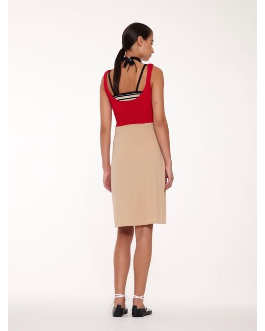 La Fetiche Red Eleni Slip Dress With Knitted Bralette