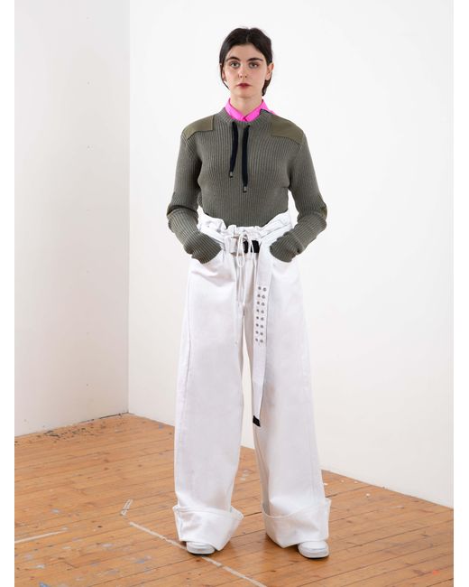 La Fetiche Green Agnes Ribbed Military Sweater