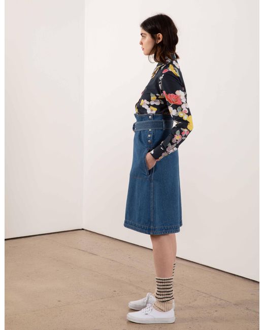 La Fetiche White Tasha Poppy Printed Cotton Voile Shirt With And Gingham Cuff Details