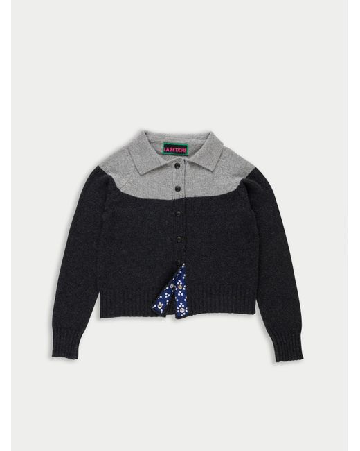 La Fetiche Black Antonio Graphic Yoke Cardigan