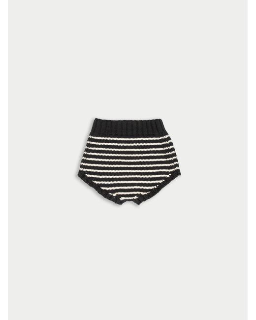 La Fetiche White Edie Handknitted Striped Pants