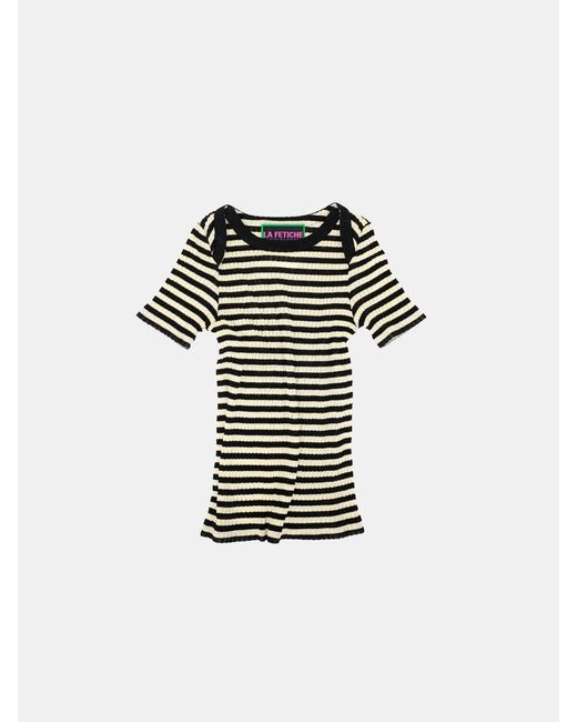 La Fetiche White Jaja Striped Short Sleeve Top