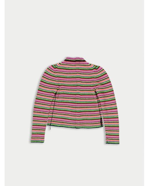 La Fetiche White Rosemary Stripe Shrunken Fit Multicolour Striped Cardigan