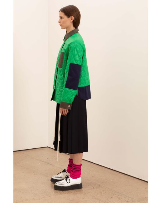 La Fetiche Green Bill Lightweight Nylon/Cotton Padded Jacket With Workwear Patches