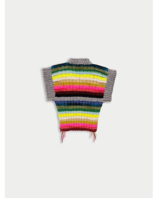 La Fetiche White Andre Hand Knitted V-Neck Sweater Vest