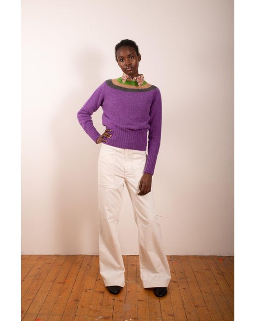 La Fetiche Purple Sophie Brushed Crew Neck Sweater