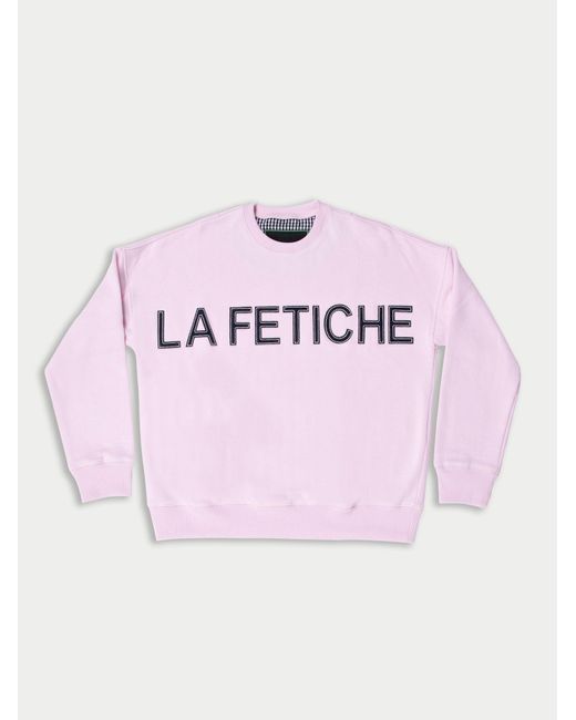 Women's Pink Maripol Pale Fleece Sweatshirt With Felted Letters And Top Stitching
