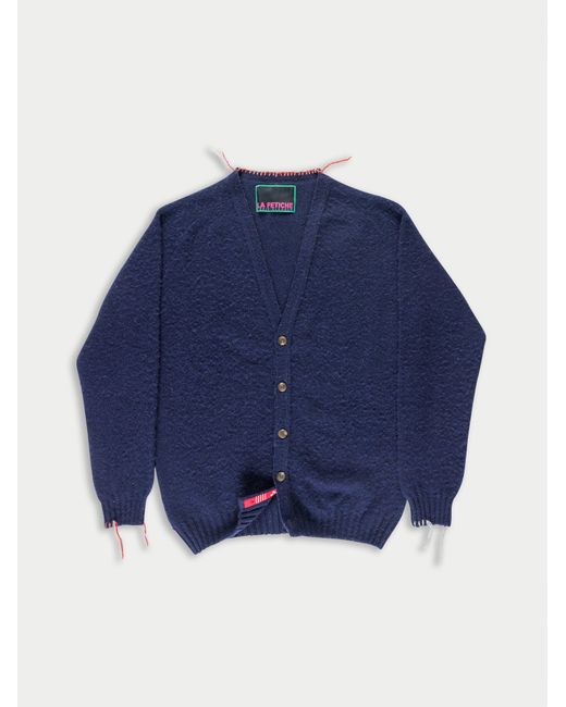 La Fetiche Blue Beaton Brushed V-Neck Cardigan