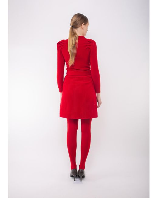 La Fetiche Red Zouzou Corduroy A-Line Skirt