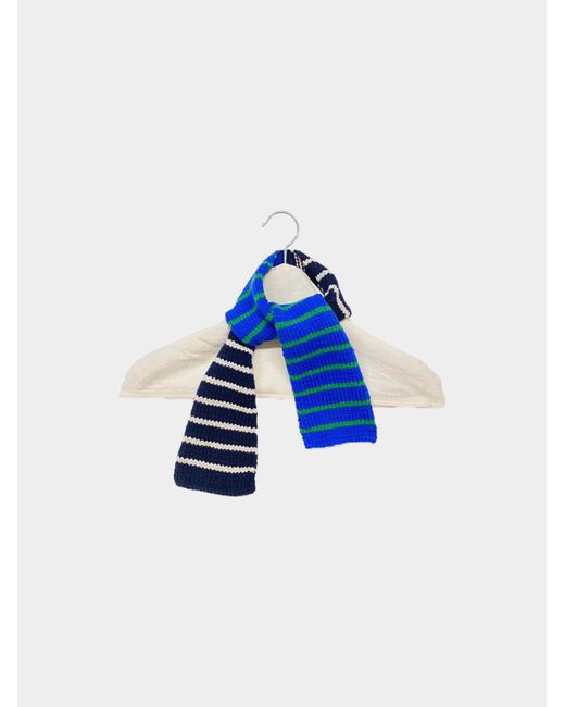 La Fetiche Blue Polly Jean Hand Knitted Striped Scarf