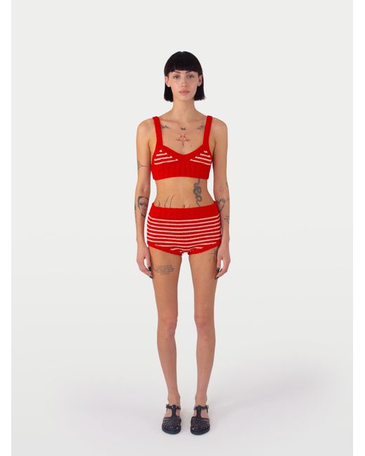 La Fetiche Red Lucia Hand Knit Bralette