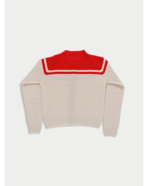 La Fetiche Red Maar Crew Neck Cardigan