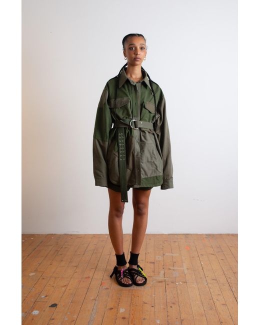 La Fetiche Green Claire Oversized Workwear Shirt Jacket