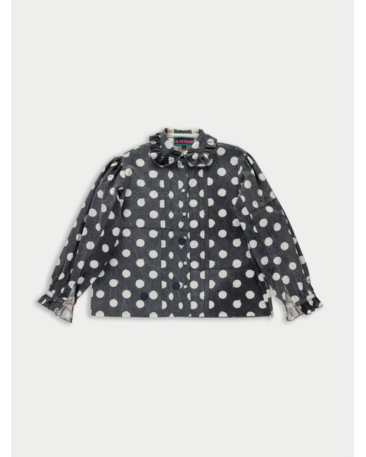 La Fetiche Black Jane Spot Printed Cotton Blouse