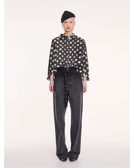 La Fetiche Black Jane Spot Printed Cotton Blouse
