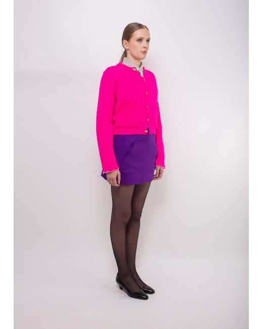 La Fetiche Pink Lisetta Cable Knit Cardigan