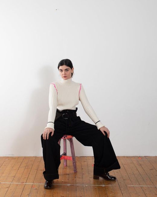 La Fetiche White Polly Skinny Ribbed Sweater