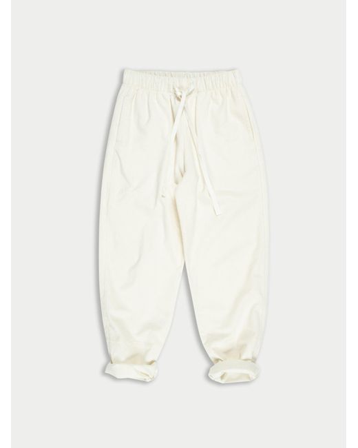La Fetiche White Walter Corduroy Jogging Pants With Waist Tie Detail And Cotton Turnup