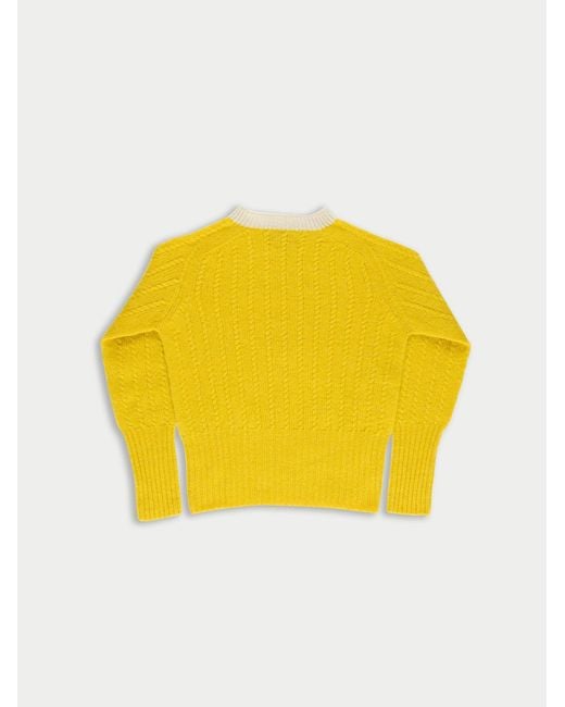 La Fetiche Yellow Pierre Cable Knit Shetland Sweater