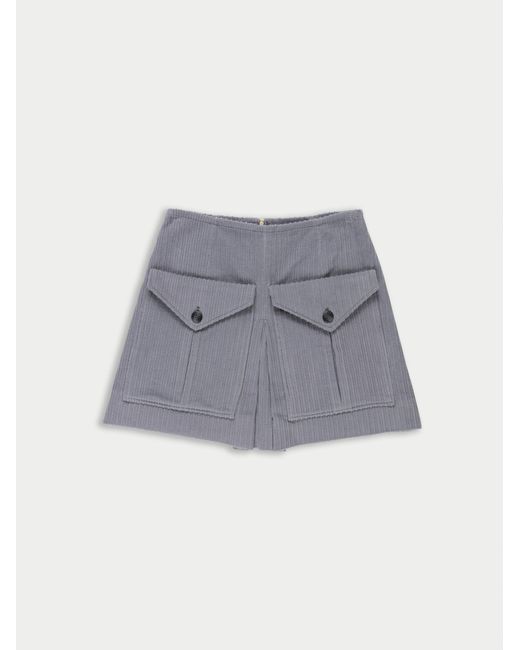 La Fetiche Gray Brigitte Corduroy Mini Skirt