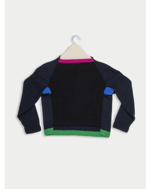 La Fetiche Blue Cocteau Hand Knitted Colour Blocked Guernsey Sweater With Traditional Guernsey Details