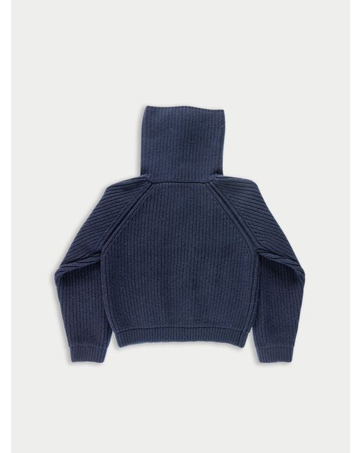 La Fetiche Blue Caxi Chunky Rib Knitted Jacket