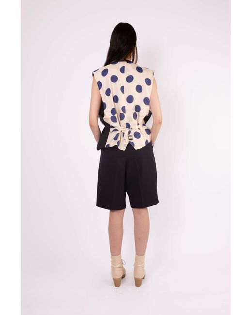 La Fetiche Blue Flore Sleeveless Tailored Vest