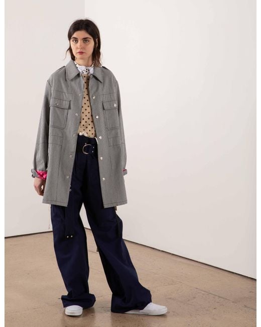 La Fetiche Gray Veruschka Denim Candy Striped Utility Jacket
