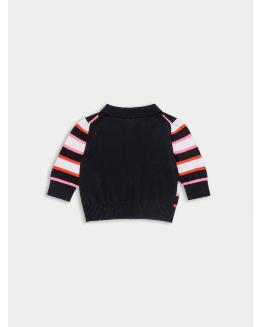 La Fetiche Multicolor Moira Striped Cropped Polo Sweater