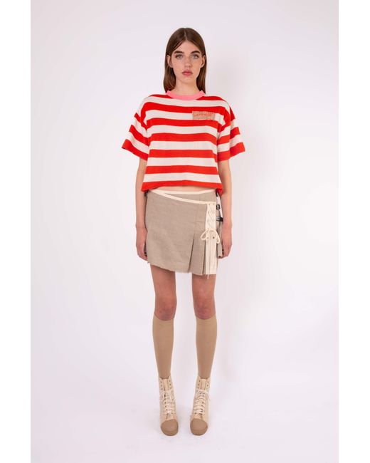 La Fetiche Red Elio Striped Loose Fit T-Shirt With Neon