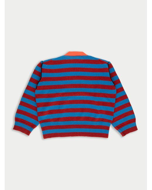 La Fetiche Blue Leslie Oversized Loose Fit Striped Sweater