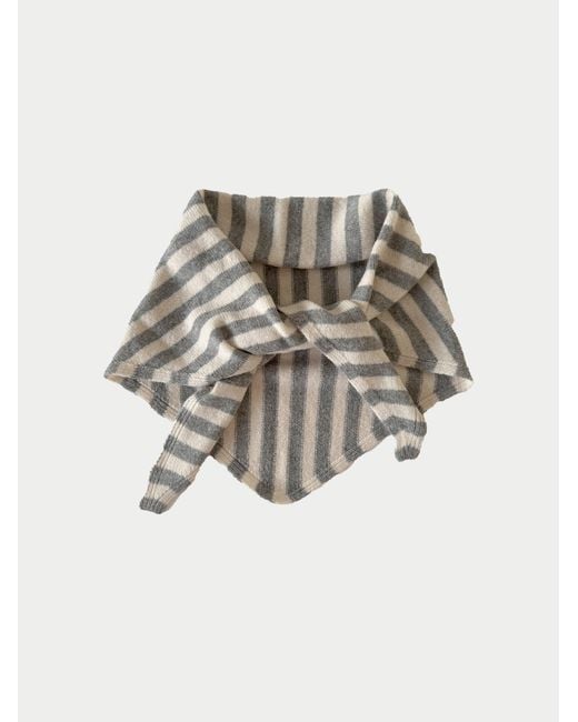 La Fetiche White Liva X Striped Triangle Scarf