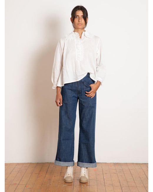 La Fetiche White Grace Traditional French Embroidered Blouse
