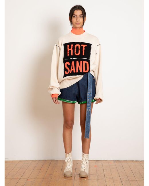 La Fetiche White Scott Oversized Loose Fit Sweater