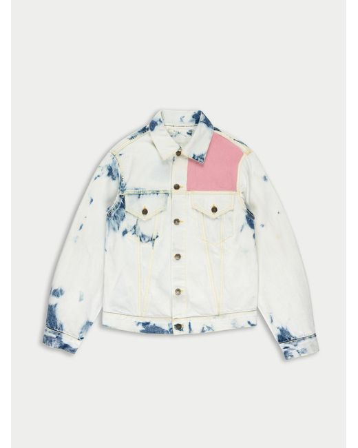 La Fetiche White Magali Artisanal Acid Dyed Denim Jacket