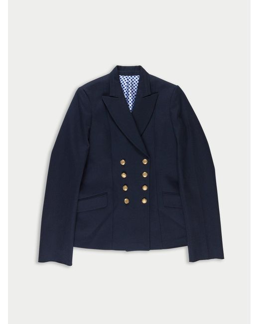 Women's Blue Ray Double Breasted Tailored Blazer Jacket