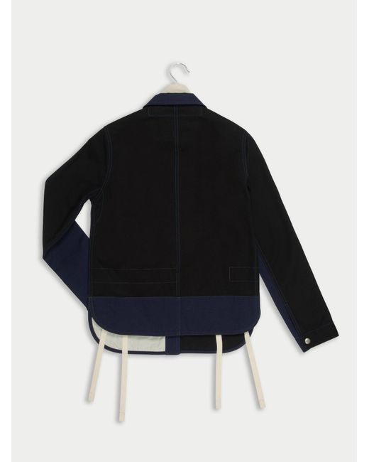 La Fetiche Blue Bill Cotton Panama Work-Wear Jacket With Cotton Lining Patch Pockets And Contrast Stitching