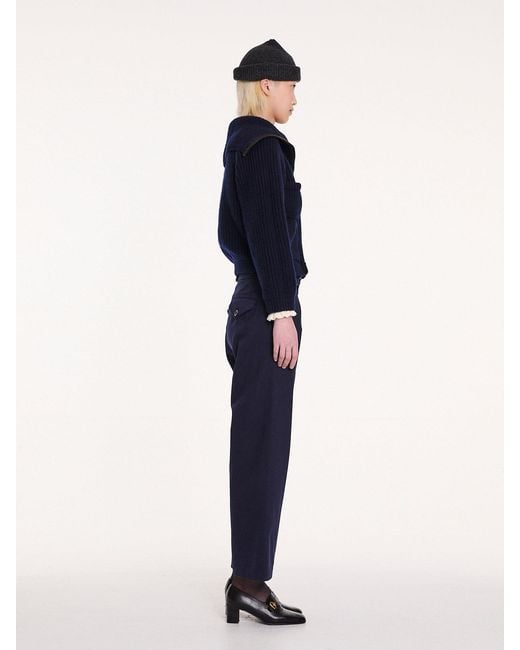 La Fetiche Blue Caxi Chunky Rib Knitted Jacket