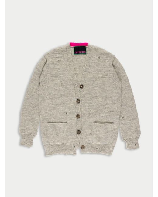 La Fetiche White Jojo Menswear Style Cardigan