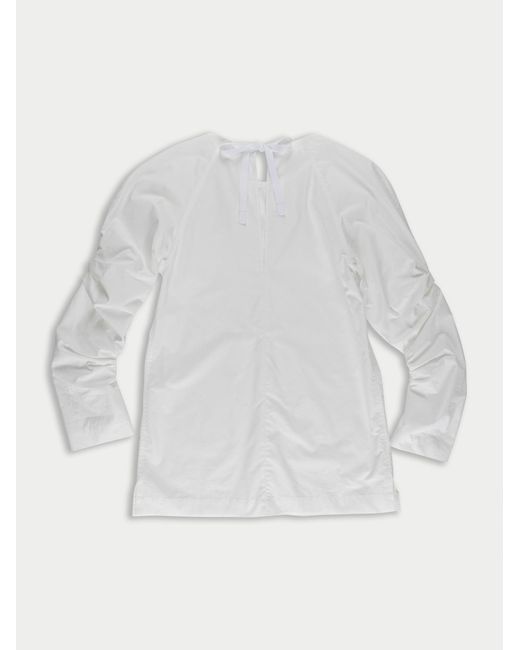 La Fetiche White Pixie Gathered Raglan Sleeve Blouse