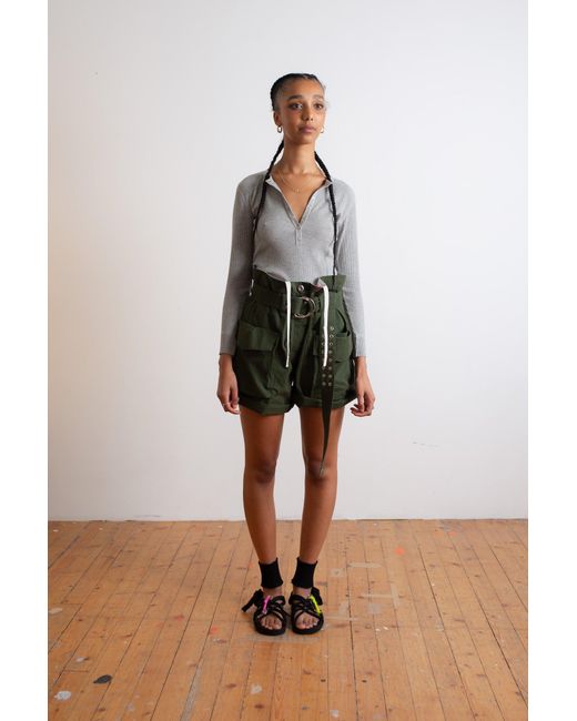 La Fetiche Green Dav Work Wear Styled Shorts