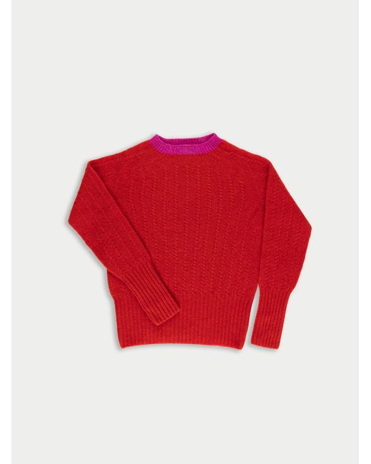 La Fetiche Red Pierre Cable Knit Shetland Sweater