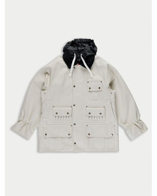 La Fetiche White Rene Bonded Cotton Utility Jacket