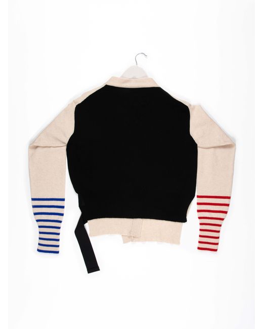La Fetiche Natural Loulou Hand Framed And Hand Finished Menswear Cardigan With Graphic Styling And Punk Side Ties
