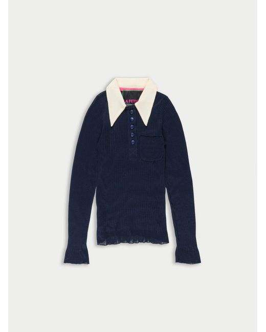 La Fetiche Blue Mick Fine Weight Polo Top