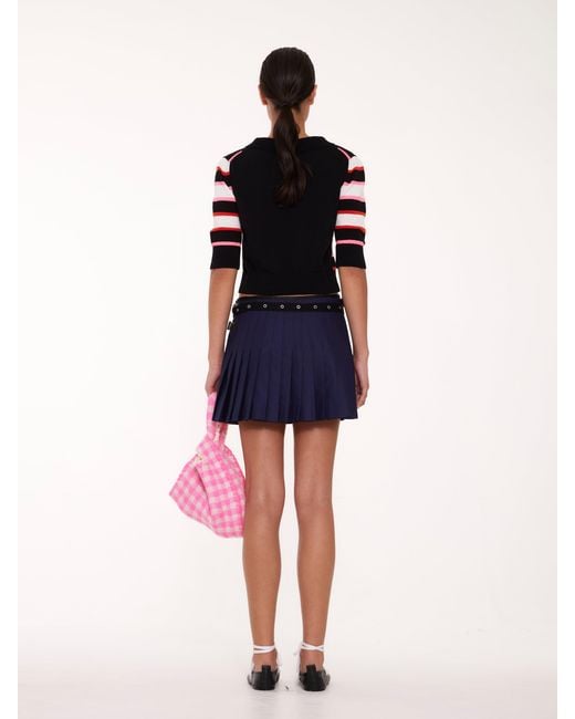 La Fetiche Multicolor Moira Striped Cropped Polo Sweater