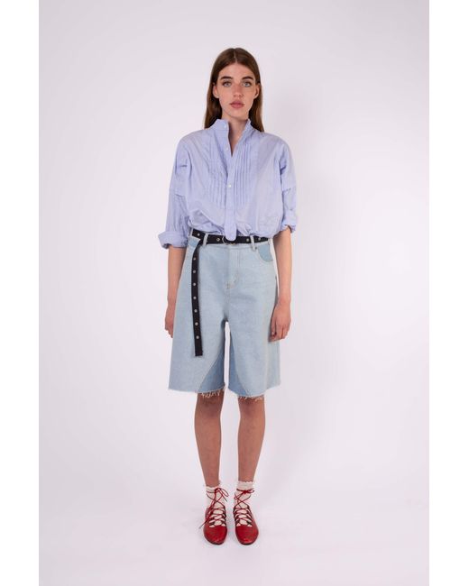 La Fetiche Blue Lou Short Traditional Over-Shirt With Lf Embroidery
