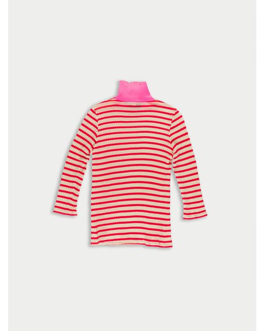 La Fetiche Red Jacqueline Striped Ribbed Top