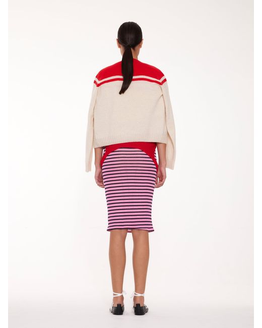 La Fetiche Red Maar Crew Neck Cardigan