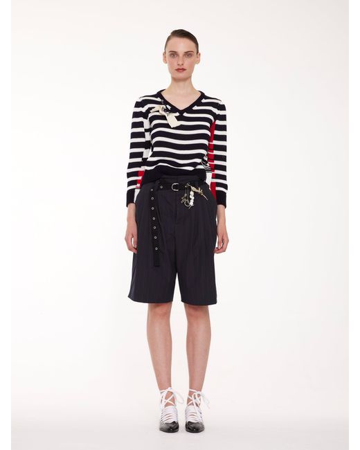 La Fetiche Blue Mitzi V-Neck Colour Block Striped Sweater